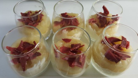 Crème de Chèvre, Pommes et Magret de Canard 