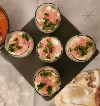 Verrines Crème de Gorgonzola & Bacon